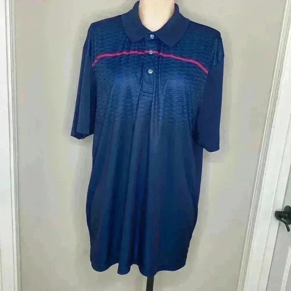 PGA Tour Pro Series Men's Blue And Pink Polo Size XXL
